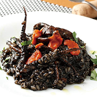 Squid ink risotto