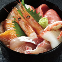 Lavish seafood rice bowl made with fresh fish direct from the harbor